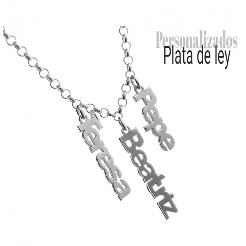 Colgante personalizado nombre vertical de Plata de ley 1
